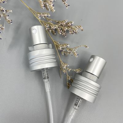 मैट सिल्वर परफ्यूम पंप स्प्रेयर डिस्पेंसर अलु 24/410 0.12ML खुराक क्लिप लॉक के साथ